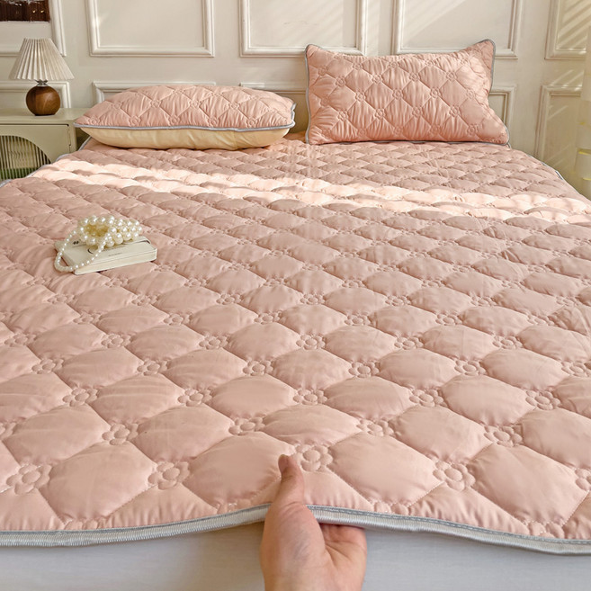 사계절 침대 패드 고정밴드 항균 알러지케어 진드기 패드, 핑크