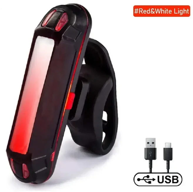 자전거 라이트 울트라 브라이트 테일 USB 충전식 LED 후면 램프 도로 MTB 헬멧용 쉬운 설치 안전 액세서리, Red White Light, 1개