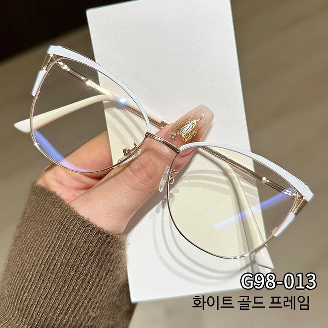 반뿔테안경 반테안경 레트로 여자 안경테 캣츠아이 K