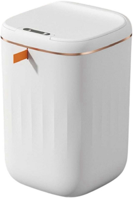 智能感應掀蓋式垃圾桶, 白色+金框