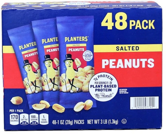 코스트코 플랜터스 솔티드 피넛 1344G 가염 땅콩 /개별포장, 1박스, 1.344kg