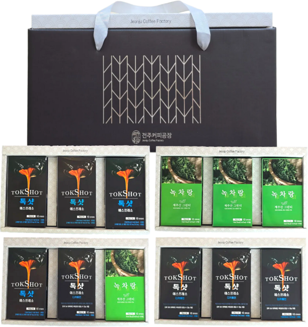 가정의달 선물 커피 녹차 선물세트 톡샷에스프레소 디카페인 액상커피 녹차랑 3입 세트, 1세트, 미소가득세트4호(각 상품 2상자씩 총6상자)