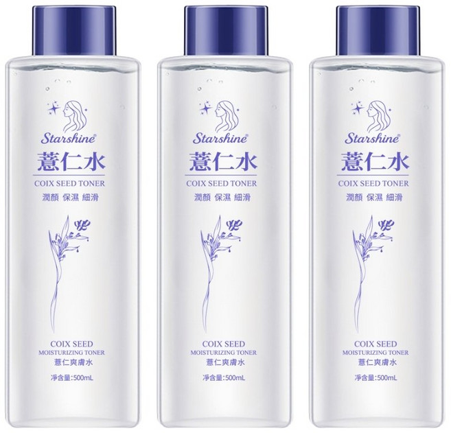 Starshine星沐 薏仁化妝水 保濕 清爽 濕敷, 3個, 500ml