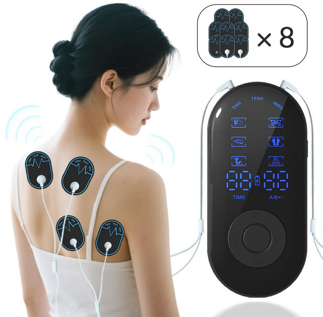 저주파마사지기 미세전류 전신 마사지 듀얼 채널 패드형 휴대가 간편함, 블랙, H-022