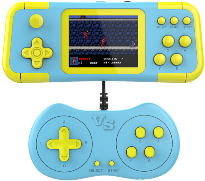 SorJar 게임기 666종 고화질 추억 휴대용 미니 게임기 3.0인치 선물추천, 블루(2인)