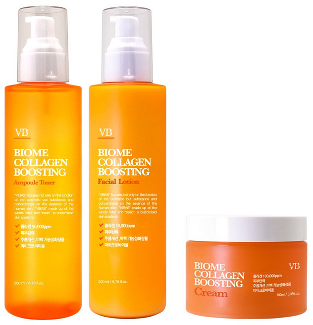 비바스 바이옴 콜라겐 부스팅 스킨 200ml + 로션 200ml + 크림 100ml 3종 세트, 1세트