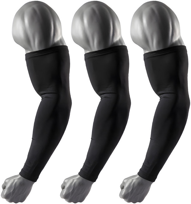 롱커버 빅사이즈 특대 심리스 팔토시, 3개, 블랙