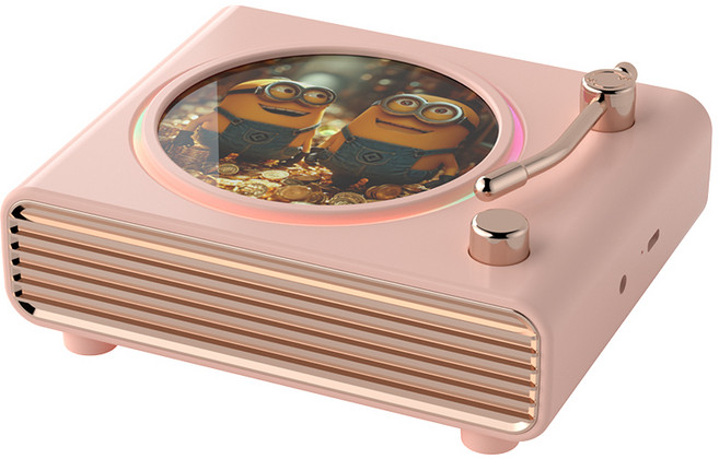 인플리바타 휴대용 빈티지 블루투스 스피커, 핑크색, Q4