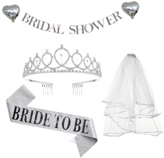 연지마켓 브라이덜샤워 셀프 웨딩 소품 5종 세트, 01) 하트, 1세트, 실버