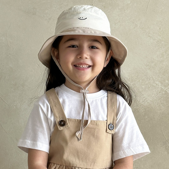 ECLL 스마일 아동 모자 메쉬 버킷햇 자외선 차단 주니어 썬햇