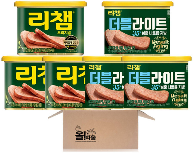 동원 리챔 300g 2종 리챔 오리지날3개 + 35% 낮춘 나트륨 지방 더블라이트 리챔 3개, 1세트, 1.8kg