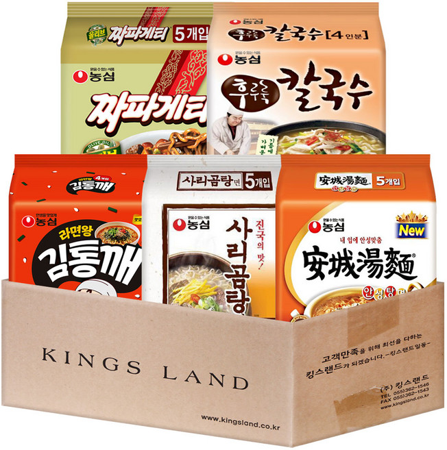 농심 봉지라면 5종 번들 (김통깨+사리곰탕면+안성탕면+짜파게티+후루룩칼국수), 1세트