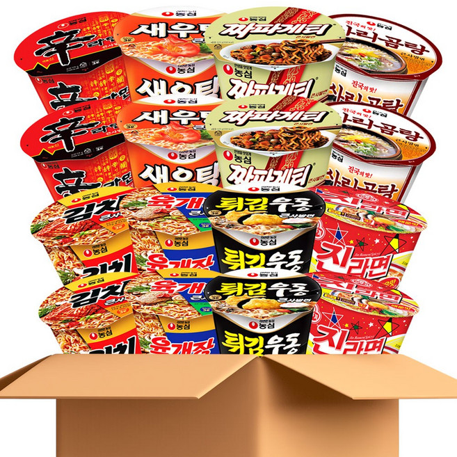 큰사발모음 육개장 신라면 짜파게티 튀김우동 사리곰탕 김치 진라면 새우탕, 16개