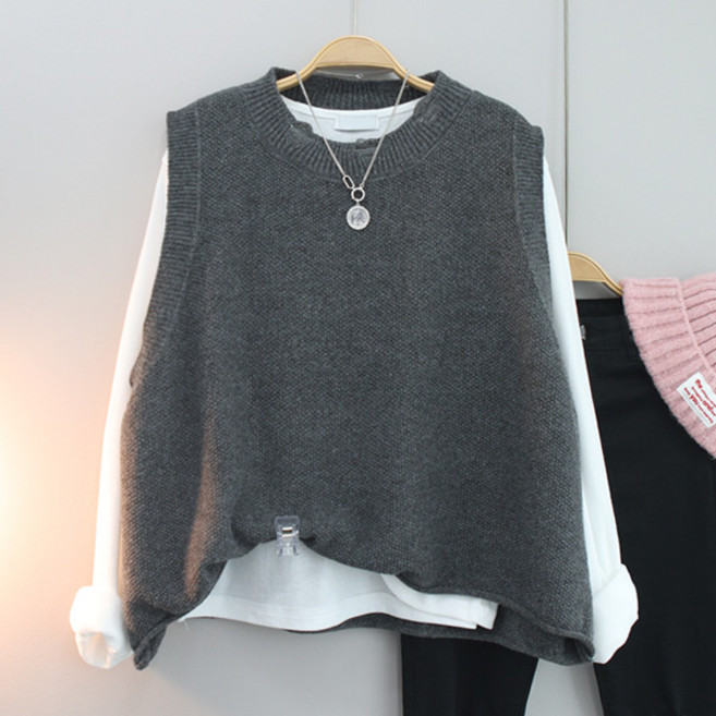 달콩 여성 빅사이즈 루즈핏 봄신상 프리다오버핏니트조끼