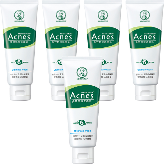 Mentholatum 曼秀雷敦 Acnes 多效抗痘洗面乳, 100g, 5條