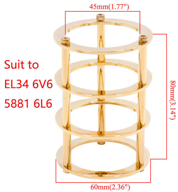 스피커 포트 진공관 가드 보호기 전자 밸브 케이지 커버 12AX7 12AU7 6DJ8 5670 KT88 EL34 5881 CV181 6L6 300B 811 45 71A 오디오, 옵션03) Gold For EL34, 한개옵션1, 03 Gold For EL34