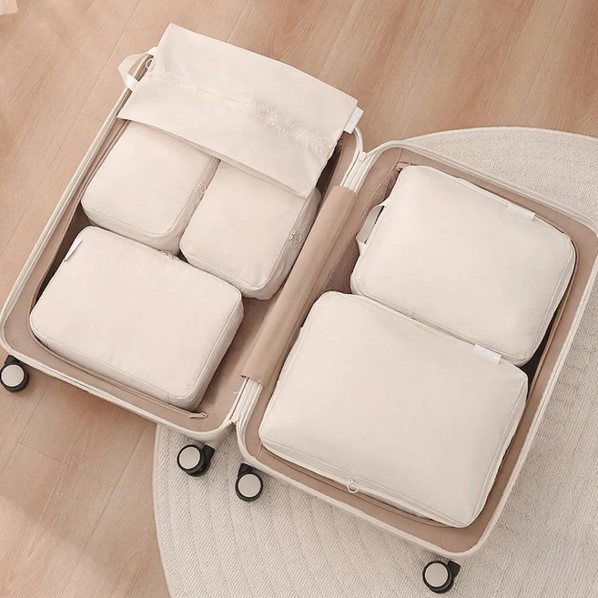 퍼플캣 여행용 압축 파우치 6종 세트 캐리어 정리 백인백 의류 보관백