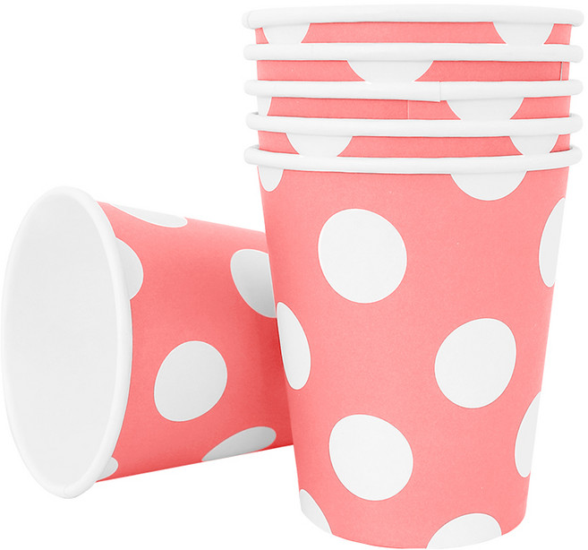 파티용 종이컵 도트핑크 6개 생일 일회용, 단품, 단품