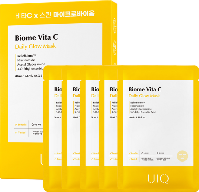 유이크 바이옴 비타씨 데일리 글로우 마스크, 1개, 5개입
