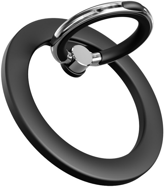 디자인플러스 맥세이프 호환 마그네틱 스마트링 핸드폰 거치대, 블랙, 1개