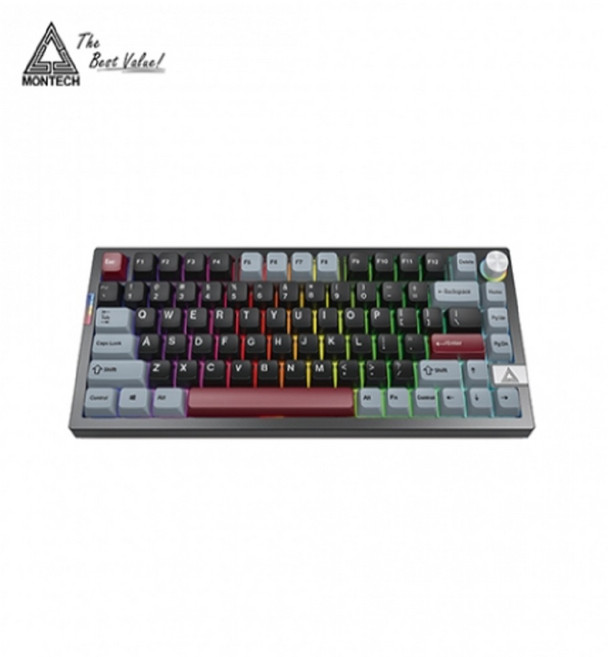 Montech MKey PRO 三模機械式鍵盤 (黑色/有線-無線-藍牙/黃軸/PBT/熱插拔), 黑色, 黃軸
