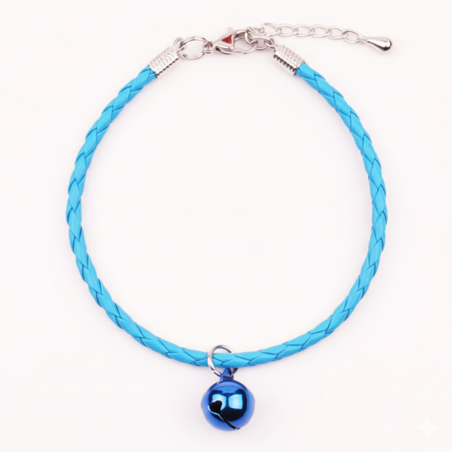 하니펫 반려동물 예쁜 꽈배기 방울 목걸이, 1개, 블루