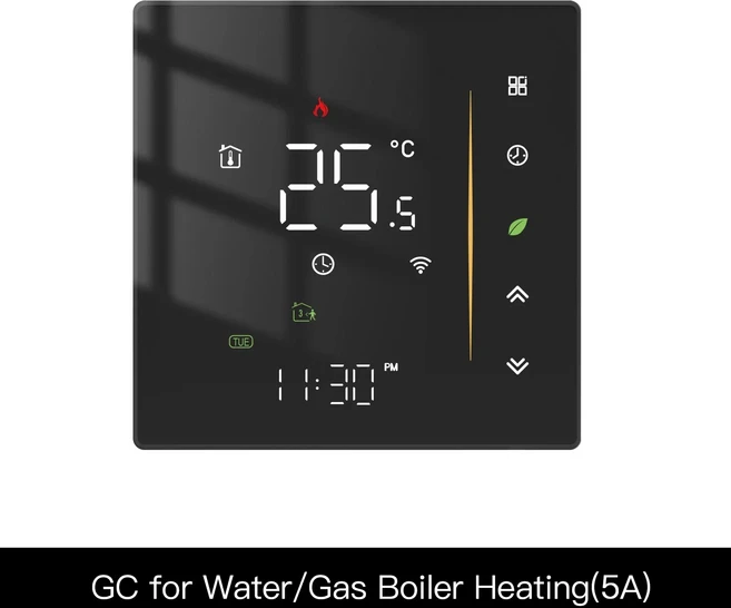 온도 조절기 WiFi 무선 실내 컨트롤러 물/전기 바닥 난방 가스 보일러 Tuya alexa와 함께 작동, 04 WHT-006-GC-BK-MS