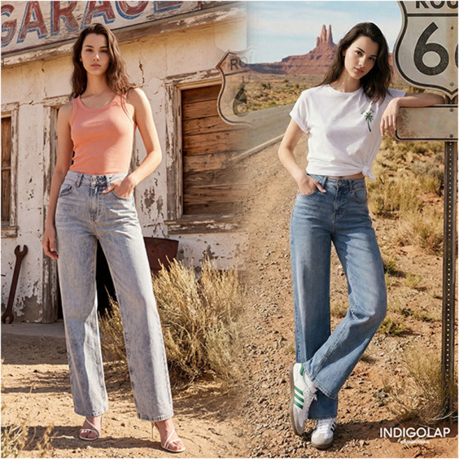 [인디고랩] () 26SS 여성 썸머 에어 와이드 데님팬츠 2종