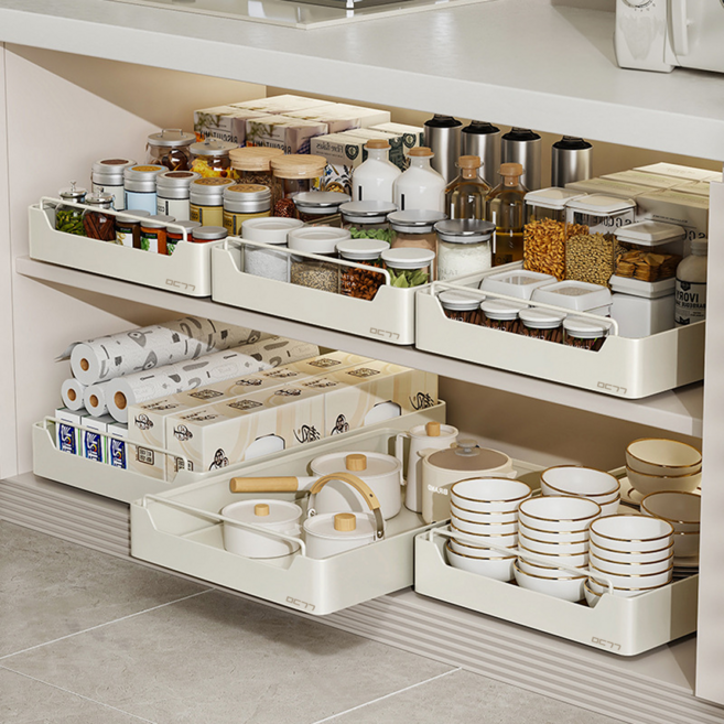 슬라이딩 주방 수납 철제 선반, 1개, 화이트