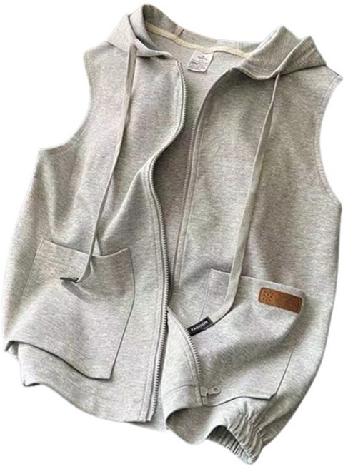 ASURE 커플 맨투맨 후드 민소매 베스트 캐주얼 베스트 집업 카디건 조끼 코트 커플룩