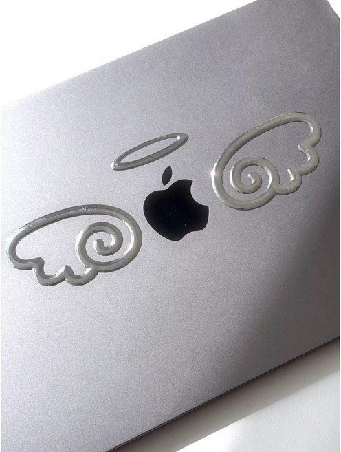 코지메이드 실버 날개 방수 스티커 노트북 캐리어 꾸미기 폰꾸 다꾸, 1개