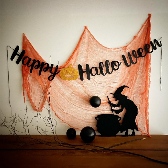 할로윈 캠핑장식 소품세트 마녀장식 3 color 펠트 마녀의 마법스프, 주황