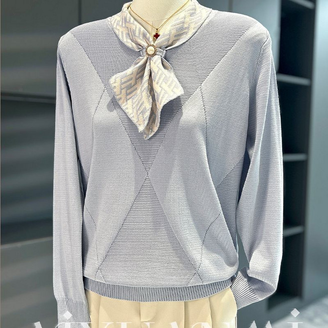 Neirny 중장년 여성 반폴라 니트 티셔츠엄마 긴팔 스웨터 가을 여성복 봄가을 니트 상의