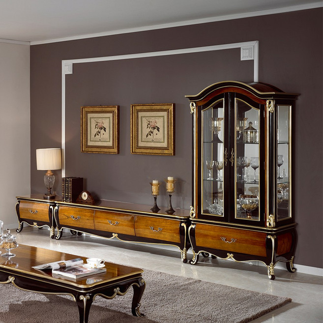 유캐슬 벤티 엔틱 원목 거실장세트 1600 (거실장+장식장+협탁), 단품