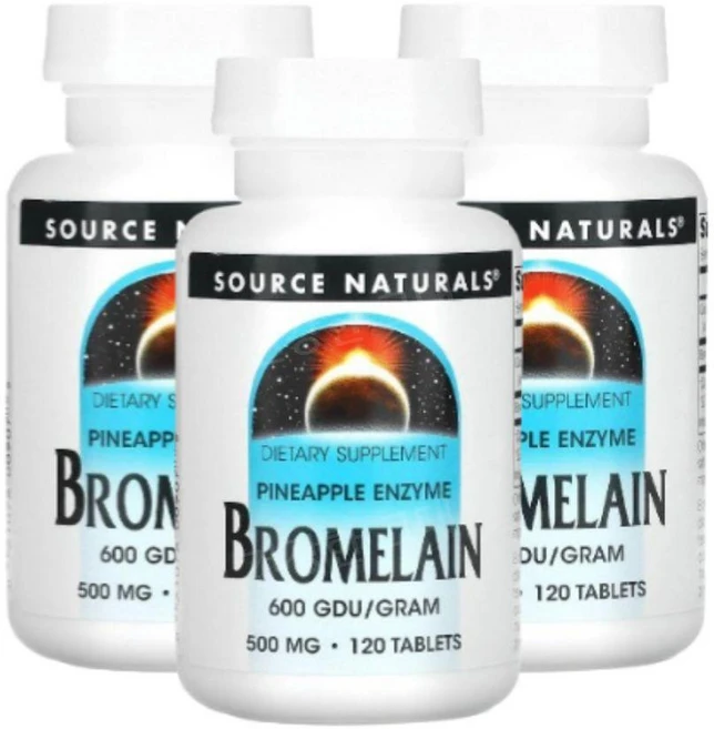 소스네츄럴스 브로멜라인 600GUD/g 500mg 120정, 3개 - 쿠팡