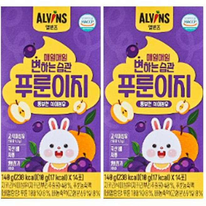 엘빈즈 매일매일 변하는 습관 푸룬이지 14p, 140g, 2개