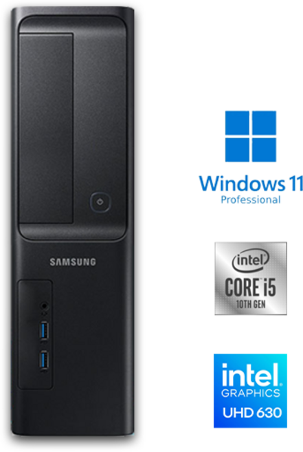 삼성 컴퓨터 본체 10세대 사무용 데스크탑 윈도우11 슬림 PC 인텔 i5 8G/16G메모리 250G/500G NVMe SSD장착, 본체만 i5-10400, WIN11 Pro, 256GB, 8GB, 블랙