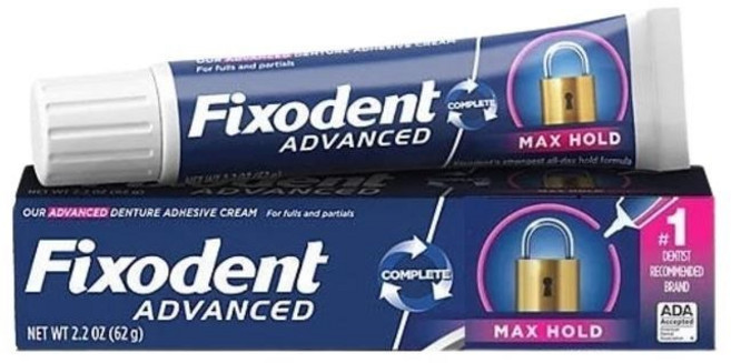 Fixodent ADVANCED假牙黏著劑，全天候固定，防止食物殘渣，保持口腔清潔, 2個
