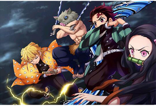 보석십자수 대형 귀멸의 칼날 만화 큐빅 취미 집콕취미 원형비즈, 옵션1, 70*50cm, 1개, 옵션1 70*50cm