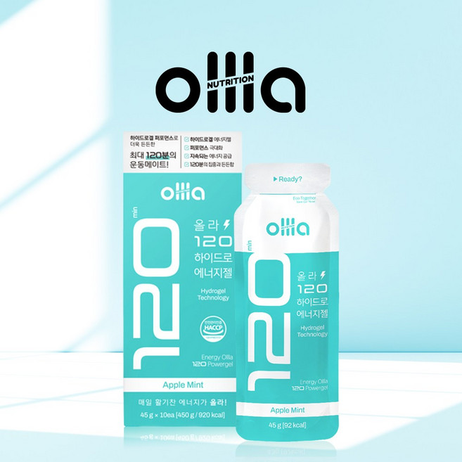올라 120 하이드로 에너지젤 애플민트 파워젤 자전거 마라톤, 45g, 10개