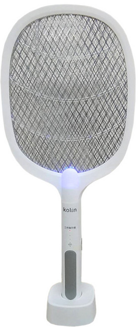 kolin歌林二合一充電式電蚊拍(大網面電蚊拍 KEM-KU2301), 白色