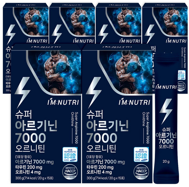 아임뉴트리 슈퍼 아르기닌 7000 오르니틴 레몬맛 액상스틱, 6개, 300ml