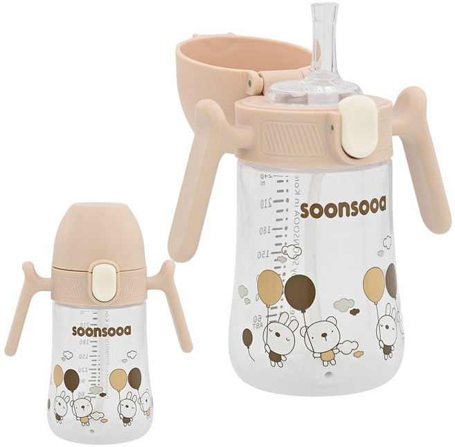 순수아 원터치 유아 PP 빨대컵 추형, 240ml, 1개, 베이지