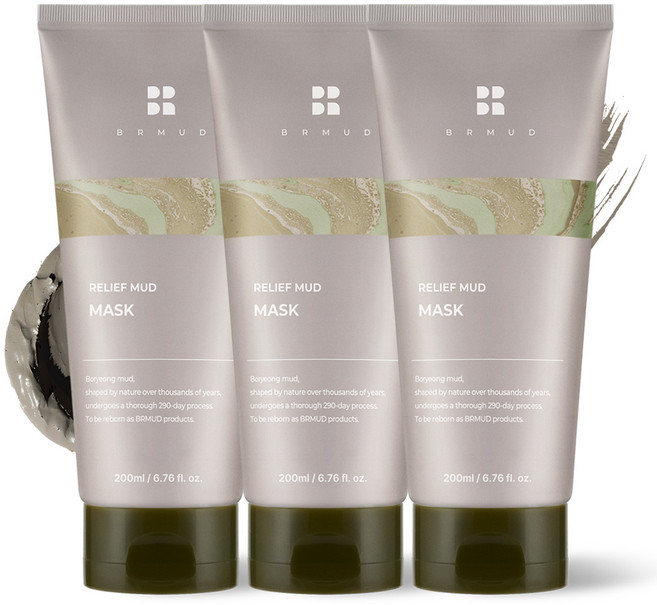 [에이티즈PICK] 비알머드 릴리프 보령 머드팩 모공팩 대용량 워시오프 마스크팩 200ml, 1개입, 3개