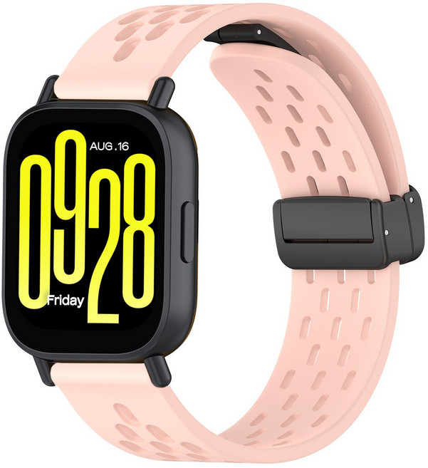 SKENOS 샤오미 워치 S4 레드미워치5 라이트 액티브 갤럭시 어메이즈핏빕6 5 호환 22mm 표준 마그네틱 스포츠 실리콘 스트랩 시계줄, 핑크, 1개