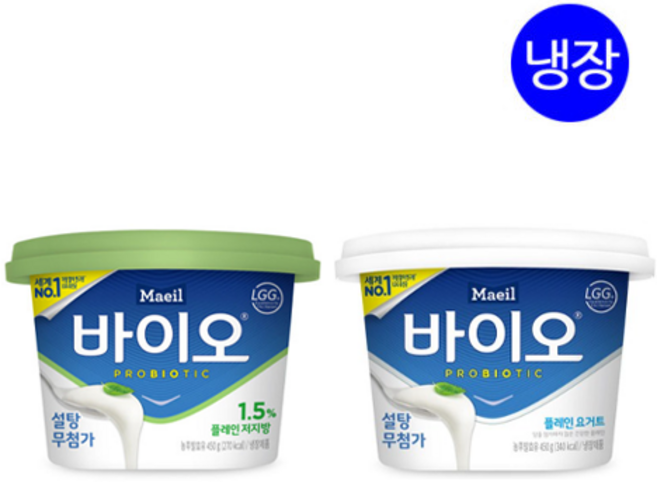 매일바이오 요거트450g 2종/총2개(플레인1개+플레인저지방1개)/냉장혼합무배, 450g, 1개