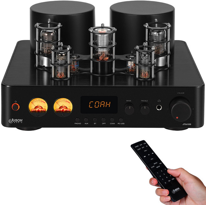 Juson Audio JTA100 200W 튜브 앰프 진공 밸브 BT5.0 Hifi 스테레오 USB RCA Opt 턴테이블 용 원격 포노 헤드폰 2.1CH, 240V AU plug, [01] JTA100 Black