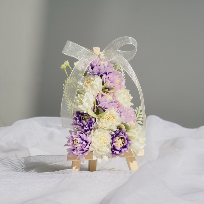 아티제이 납골당 조화 소품 꾸미기 봉안당 미니어쳐 국화꽃 미니 이젤, 연보라