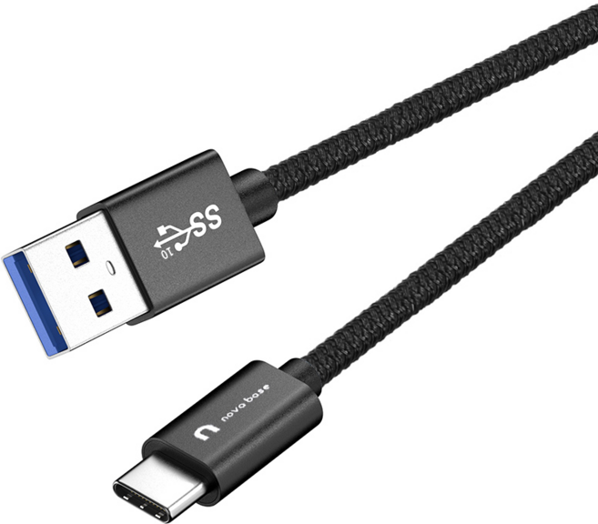 노바베이스 USB3.2 Gen2 10Gbps A to C 타입 고속충전 데이터 케이블, 블랙, 1개, 100cm