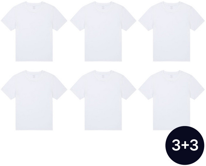 [클리어런스 특가] 3장+3장 더! [포에버21] 혼성 베이직 핏 언더 반팔 티셔츠 6종 세트 택일